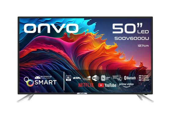 Onvo 50OV6000U 50" 127 Ekran Uydu Alıcılı 4K Ultra HD Android Smart LED TV