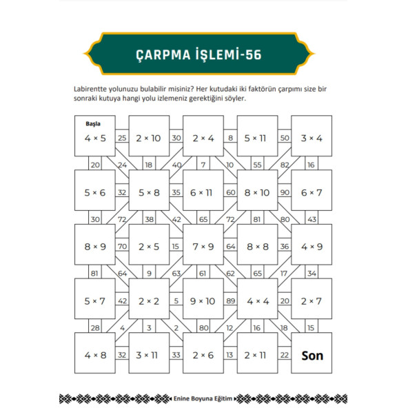 Labirentli Matematik Çarpma İşlemi Kitabı - Resim 4