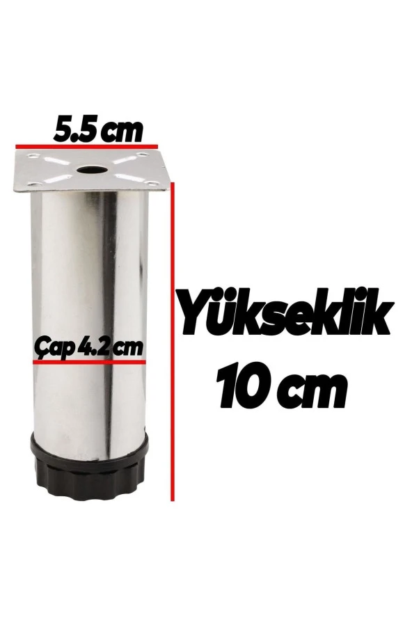 Bingo Mobilya Ayağı Ayarlanabilir Q42 Metal Krom 10 Cm 8 Adet - Resim 2
