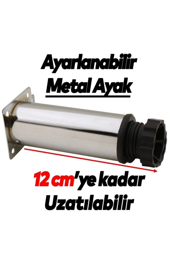 Bingo Mobilya Ayağı Ayarlanabilir Q42 Metal Krom 10 Cm 8 Adet - Resim 3