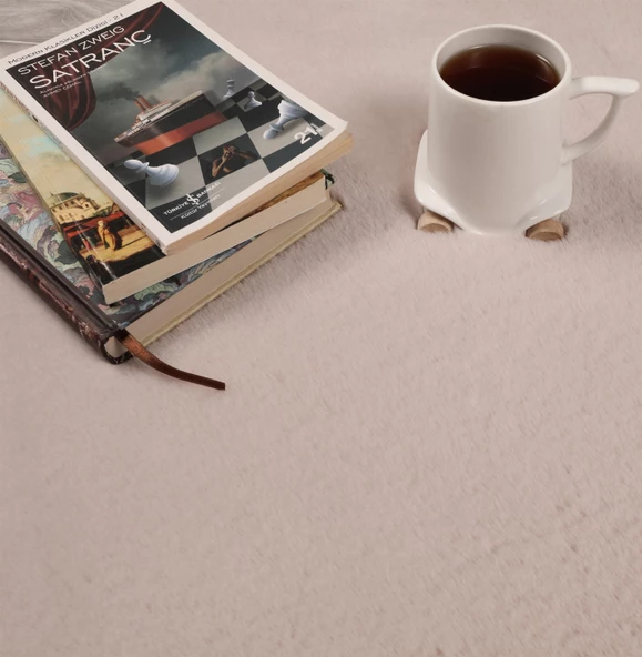 Tavşan Tüyü Dekoratif Ultra Yumuşak Post Peluş Kaymaz Halı Vizon - 3