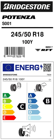 Bridgestone 245/50R18 100Y Rft S001 * B-C-71  Lastiği (Üretim Yılı: 2023)