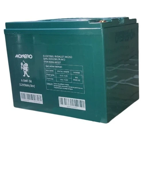 MONERO 12V  58 AMPER (12V 58Ah) 2'li PAKET 100 AMPER EBATLARINDA JEL ELEKTRİKLİ BİSİKLET AKÜSÜ EBATLAR: 230*150*180mm - 4