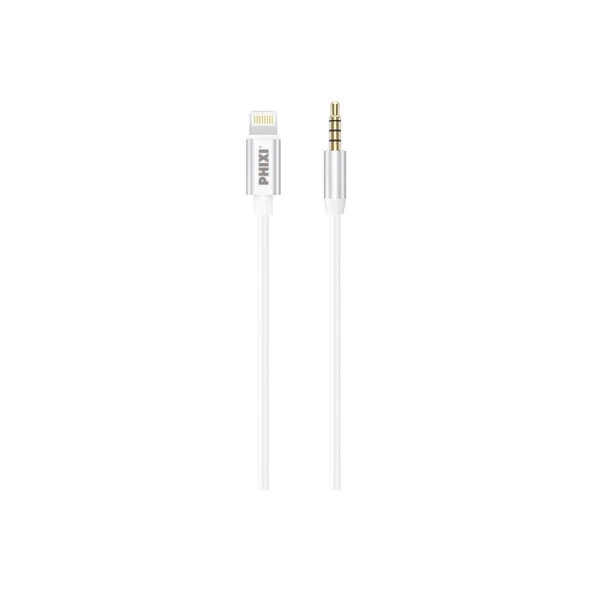 Phixi Basic CA112 Metal Başlıklı 100cm Lightning to Silikon Aux Kablo - 1