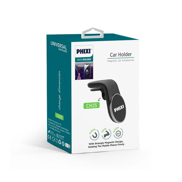 Phixi Basic CH25 'L' Kesim 6X Güçlendirilmiş Mıknatıslı Araç İçi Telefon Tutucu - 2