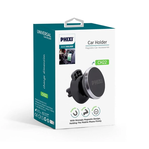 Phixi Basic CH22 Araç İçi 6X Güçlendirilmiş Mıknatıslı 360° Dönebilen Telefon Tutucu - 2