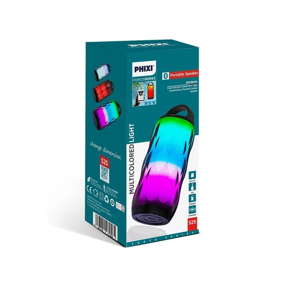 Phixi Force S25 Aux Destekli Bluetooth Multicolor Hoparlör - 3