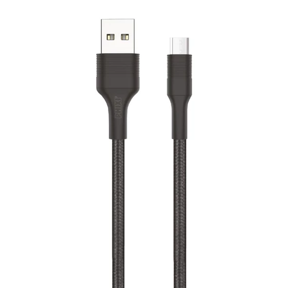 Phixi Force CB431M Hasır Örgü ve Ekstra Güçlendirilmiş Silikon Başlıklı Micro USB Hızlı Şarj ve Data Kablo