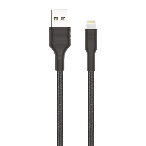 Phixi Force CB431L Hasır Örgü ve Ekstra Güçlendirilmiş Silikon Başlıklı Lightning USB Hızlı Şarj ve Data Kablo - 1