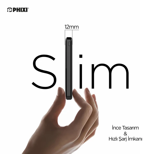 Phixi Basic P18 22.5W 10000mAh Hızlı Şarj Cihazı - PD Powerbank - 1 PD 1 USB Port LED Gösterge - Taşınabilir Şarj Cihazı - 5