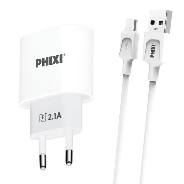 Phixi PCH221M Force Akım Korumalı 2.1A Micro USB Kablolu Şarj Cihazı