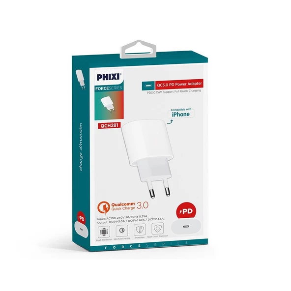 Phixi Force QCH281 PD Destekli 15W Şarj Başlığı - 3