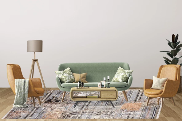 Modern Kahverengi Dijital Baskı Hipoalerjenik Kaymaz Taban Halı Yolluk HA133 - Resim 4