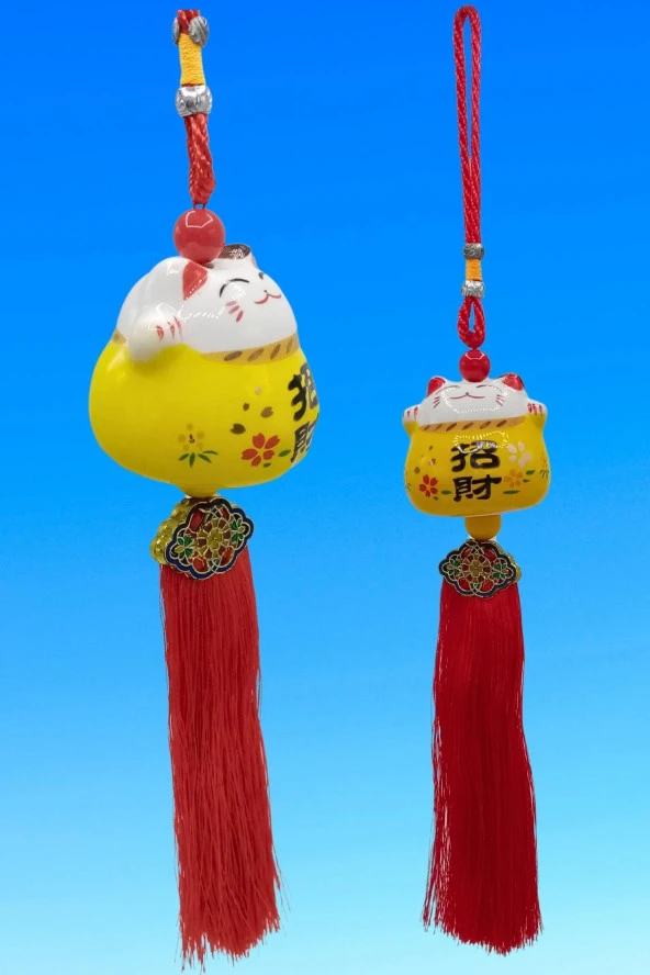 Feng Shui Maneki Neko Şans Kedisi Sarı No.2 - Resim 6