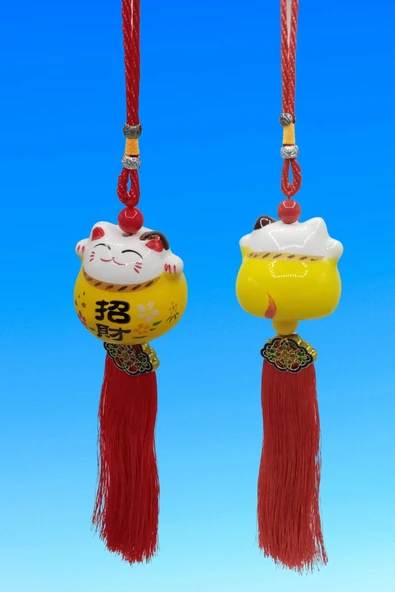 Feng Shui Maneki Neko Şans Kedisi Sarı No.2 - Resim 8