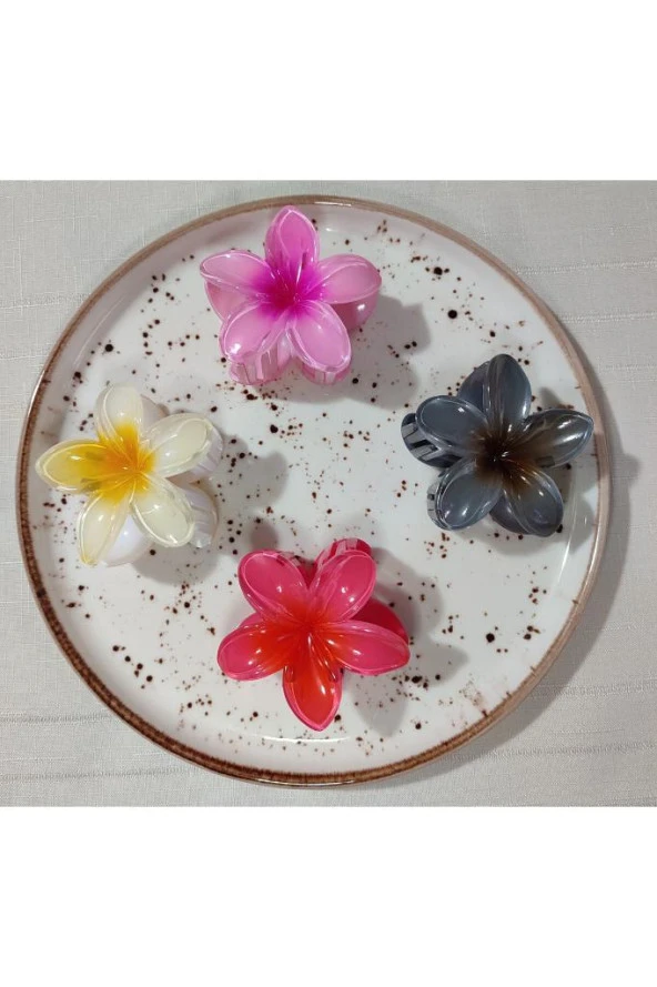 Rengarenk Lotus Çiçeği Mandal Toka 4'lü 8 CM - 2