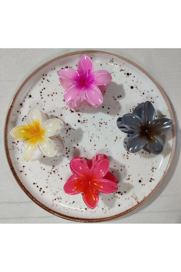 Rengarenk Lotus Çiçeği Mandal Toka 4'lü 8 CM - 3