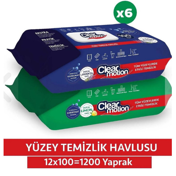 Clear Motion Yüzey Temizlik Havlusu (12x100) 1200 Yaprak