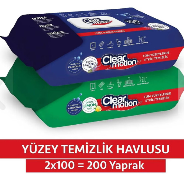 Clear Motion Yüzey Temizlik Havlusu (2x100) 200 Yaprak