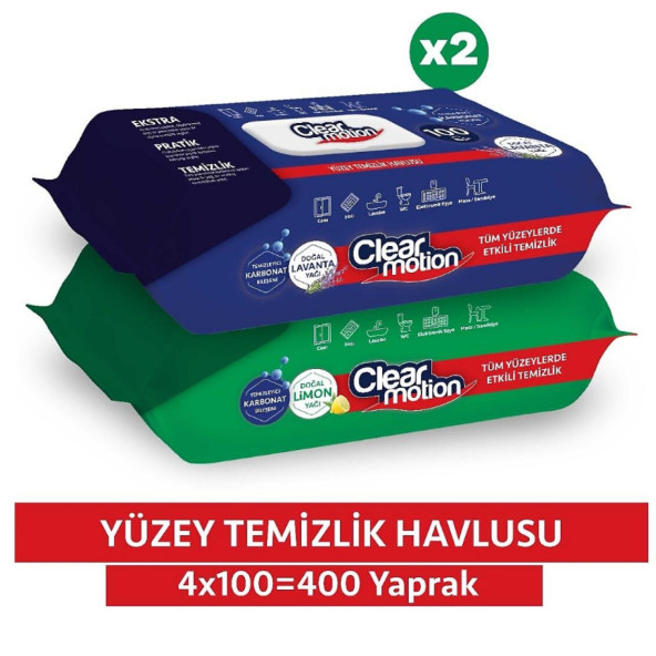 Clear Motion Yüzey Temizlik Havlusu (4x100) 400 Yaprak