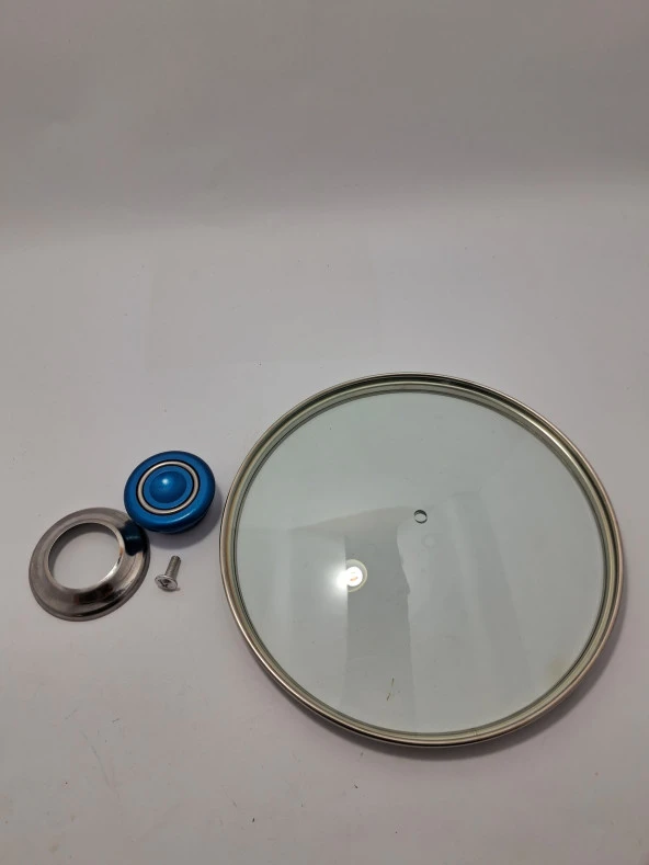 CAM KAPAK 20 CM VE  PARLİEMENT MAVİ KULP