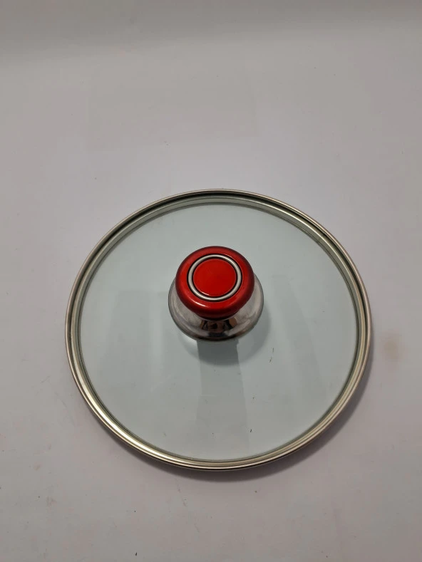 CAM KAPAK 20 CM VE  KIRMIZI ( ELMA ŞEKERİ ) KULP - Resim 3