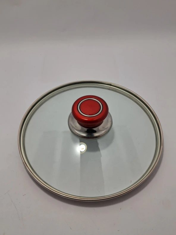 CAM KAPAK 20 CM VE  KIRMIZI ( ELMA ŞEKERİ ) KULP - Resim 5