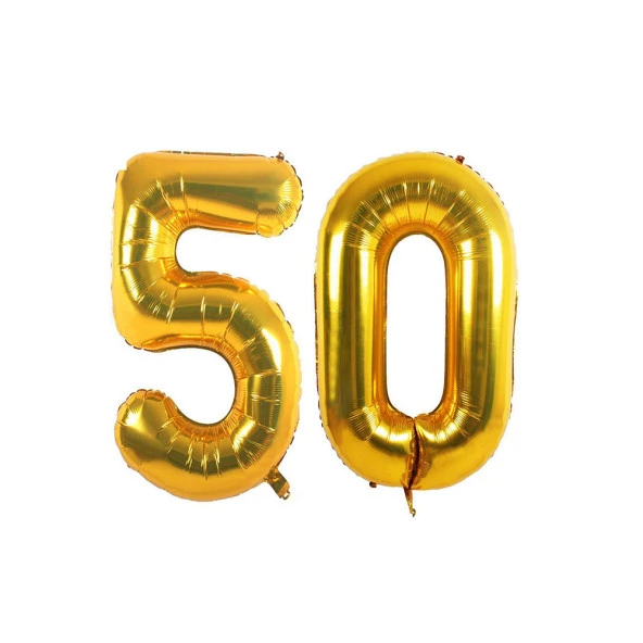 50.Yaş Folyo Balon Seti Altın 40 cm