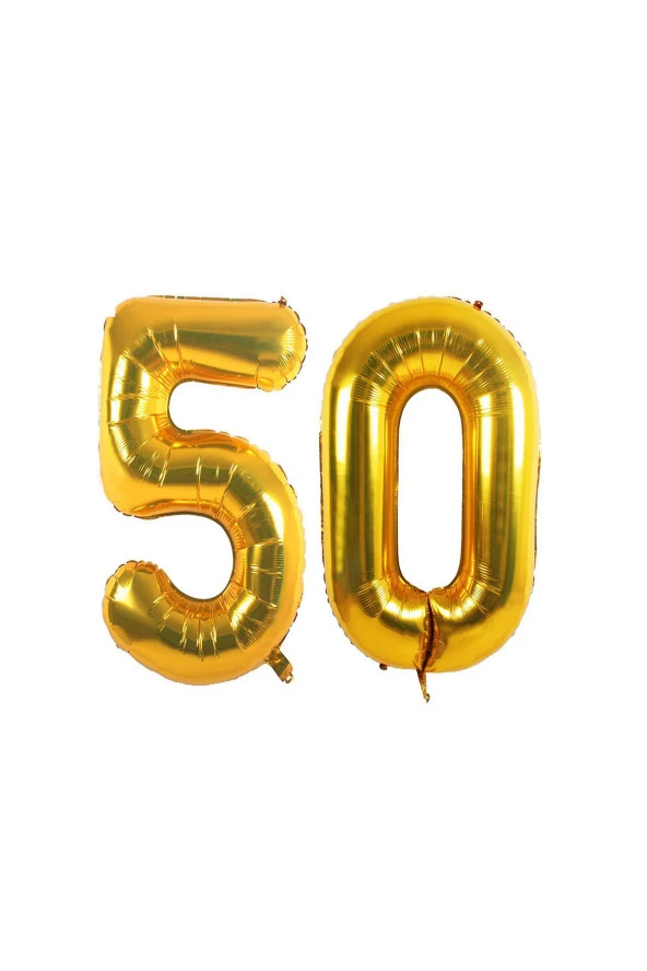 50.Yaş Folyo Balon Seti Altın 40 cm - Resim 2