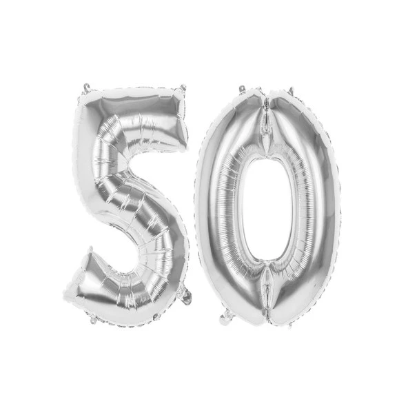 50.Yaş Folyo Balon Seti Gümüş 40 cm
