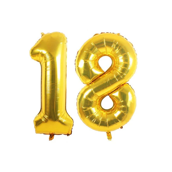 18.Yaş Folyo Balon Seti Altın 40 cm
