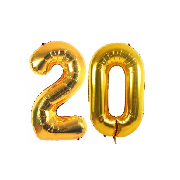 20.Yaş Folyo Balon Seti Altın 40 cm