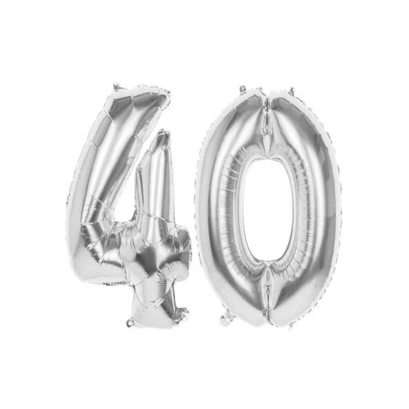 40.Yaş Folyo Balon Seti Gümüş 40 cm