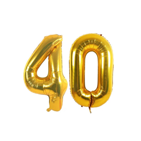 40.Yaş Folyo Balon Seti Altın 40 cm