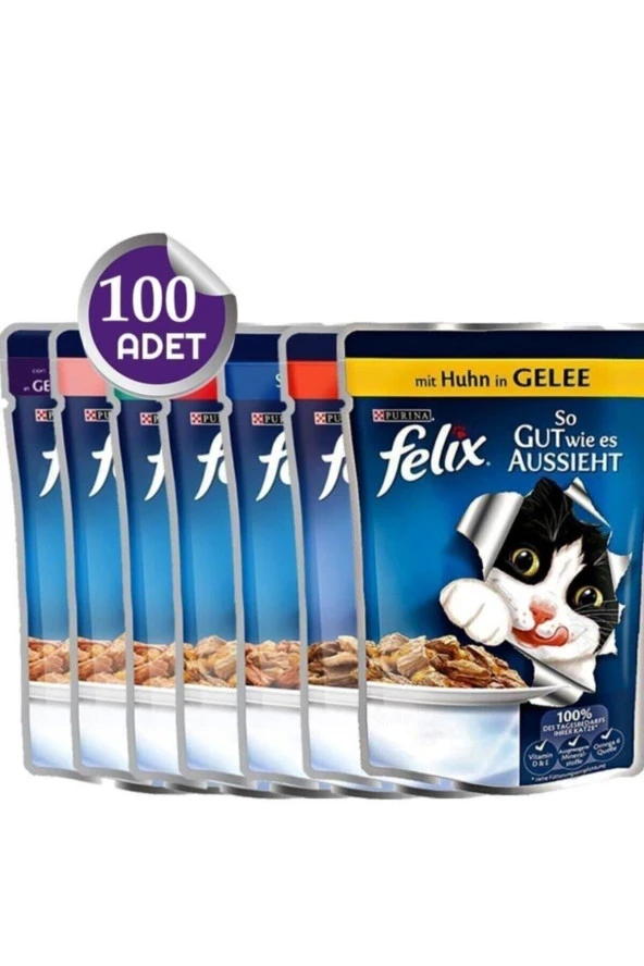 Kedi Konservesi Karışık (poşet) X 100 Adet X 85 Gr