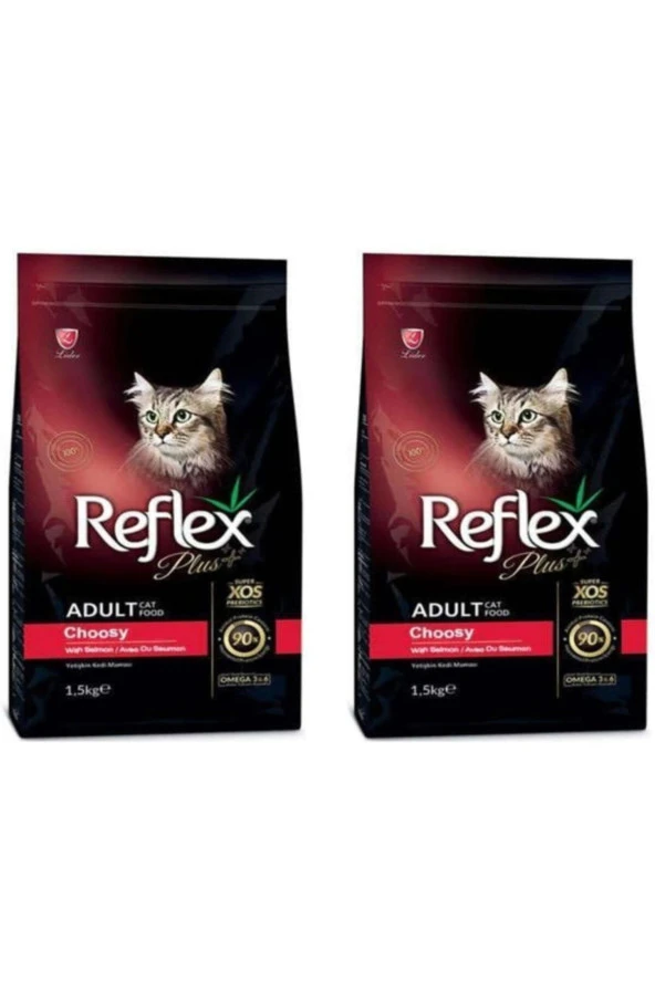 Plus Choosy Somonlu Kuru Kedi Maması 1,5 Kg 2'li Set