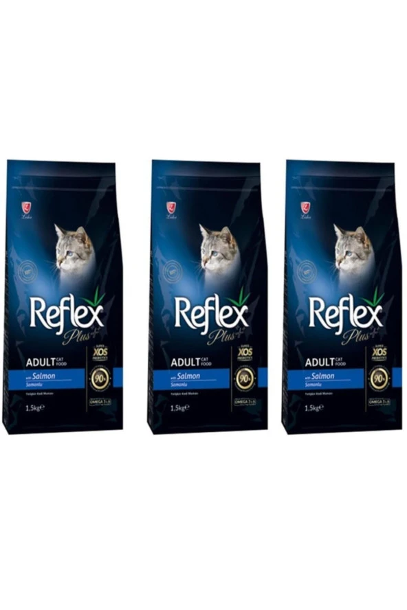 Plus Somon Balıklı Yetişkin Kedi Maması 1,5 Kg 3'lü Set - 1