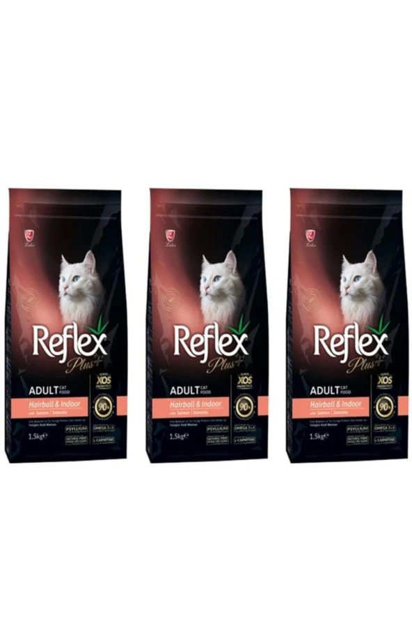 Plus Somonlu Hairball Yetişkin Kedi Maması 1,5 Kg 3 Adet