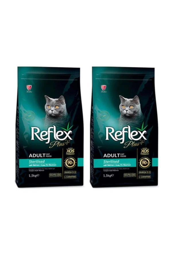Plus Somonlu Kısırlaştırılmış Kedi Maması 1.5 Kg 2'li Set