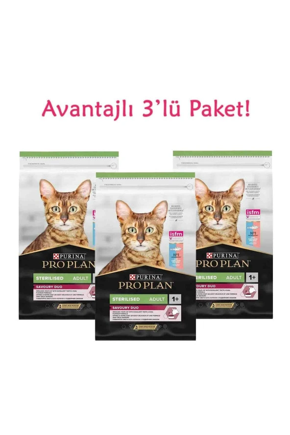 Sterilised Kısırlaştırılmış Kediler Için Somonlu Kedi Maması 3 Kg ( 3 Adet )