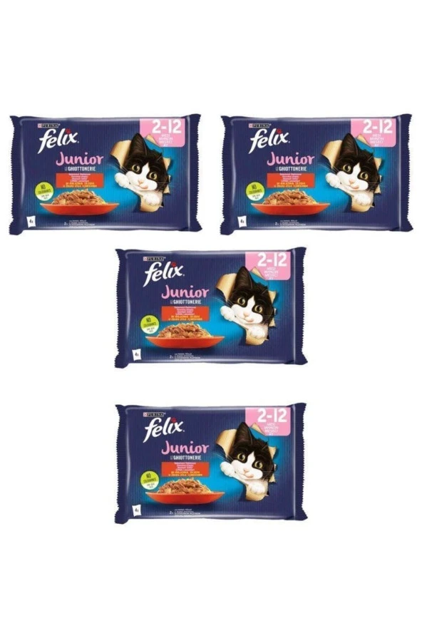 Felix Multipack Sığır Ve Tavuk Etli Yavru Kedi Yaş Maması 4x85gr X 4 Adet