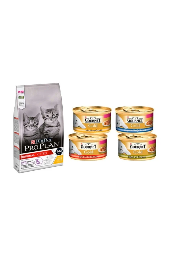 Kitten Junior Yavru Tavuklu Chicken Kedi Maması 3 Kg + Gourmet Karışık Konserve 4 Adet