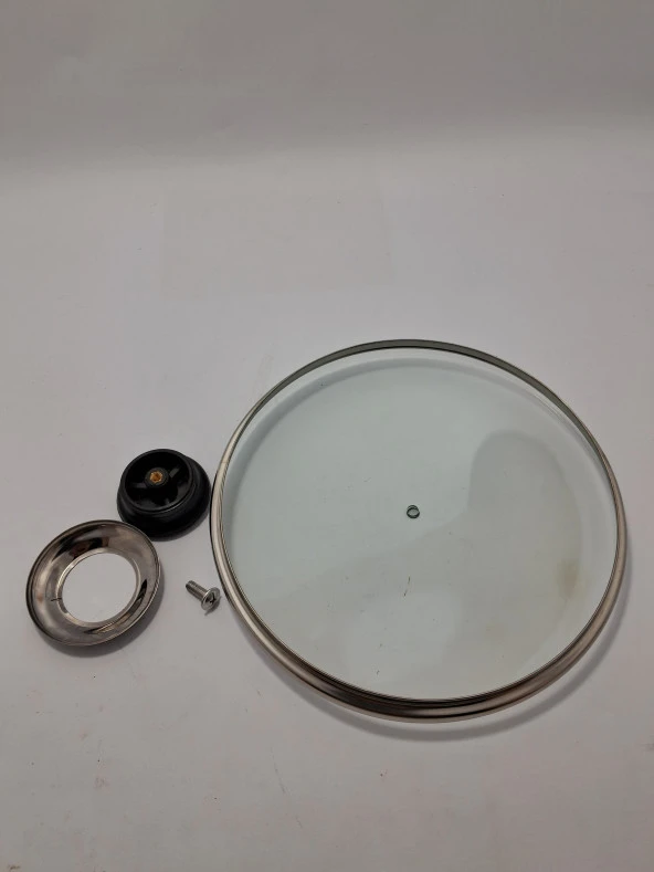 CAM KAPAK 22 CM VE KIRMIZI ( ELMA ŞEKERİ) KULP - 2