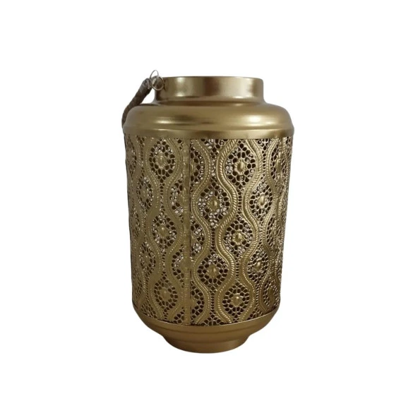 T.Concept Dekoratif Eskitme Halat Askı Tutacaklı Metal Mumluk Gold - 4