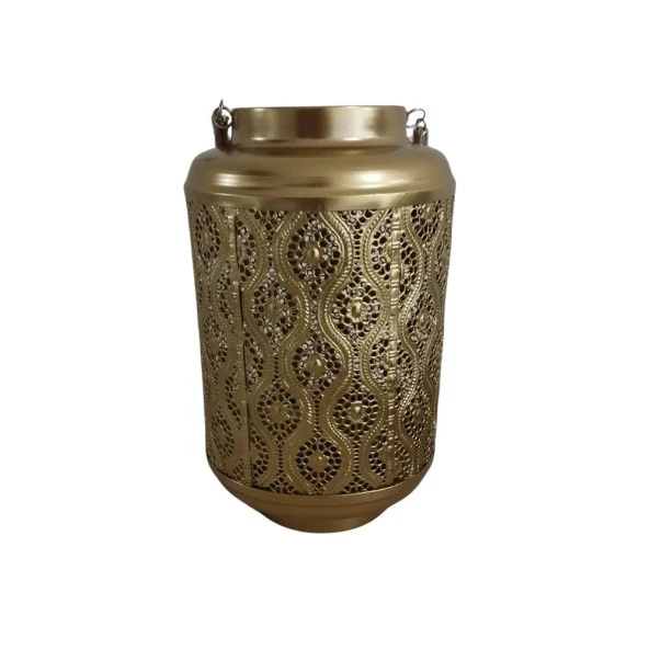 T.Concept Dekoratif Eskitme Halat Askı Tutacaklı Metal Mumluk Gold - 5