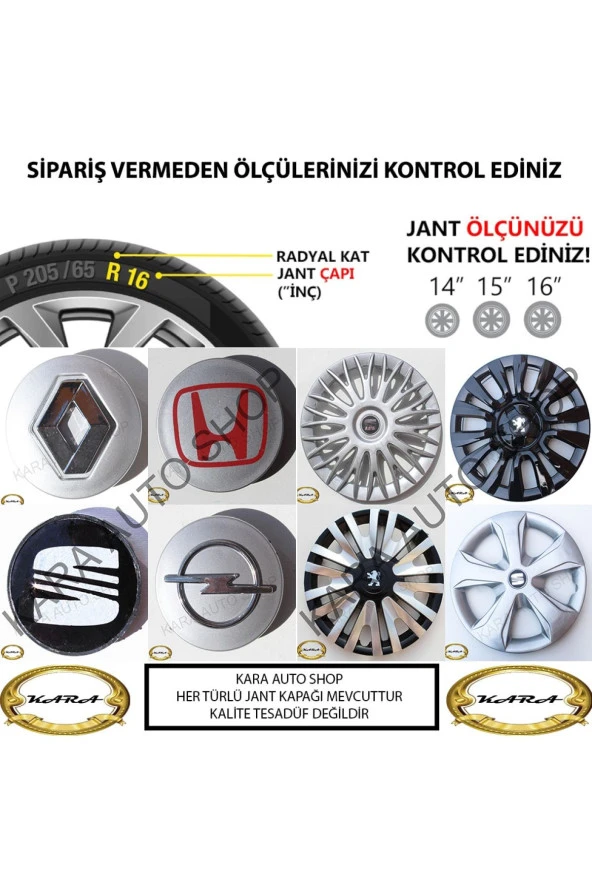 Toyota Carina 14"inç Kırılmaz 4 Adet 1 Takım Gri Jant Kapağı