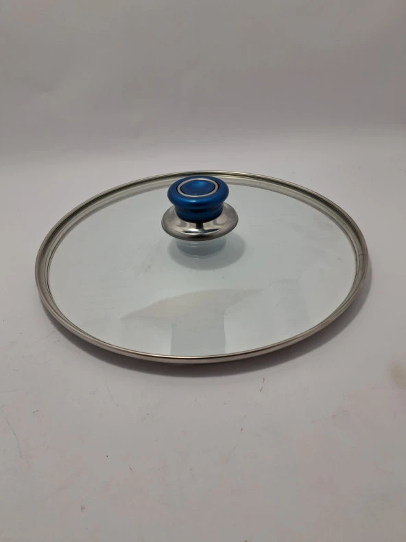 CAM KAPAK 24 CM VE PARLİEMENT MAVİ KULP - 5