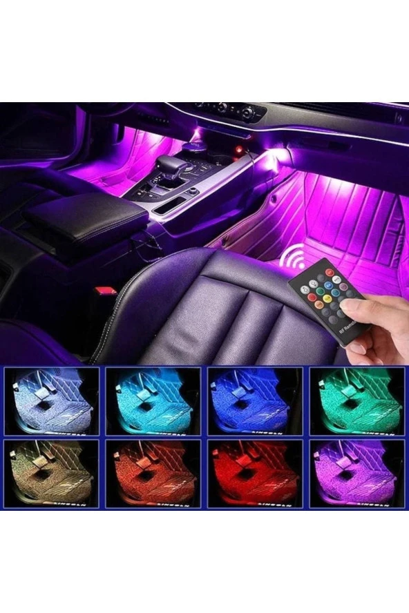 Citroen Berlingo 12v Çakmaklık Girişli 4'lü Rgb Kumandalı Sese Duyarlı Ayak Altı Led
