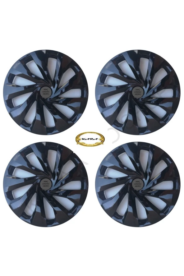 Ford Taunus 14"inç Kırılmaz 4 Adet 1 Takım Piano Black Jant Kapağı - 2