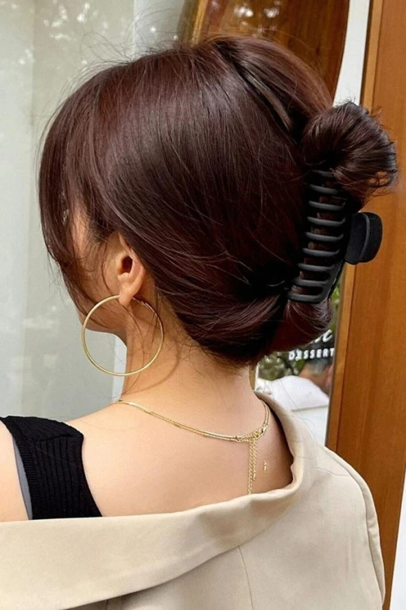 Kadın 4’lü Gri-siyah Büyük Xl Mandal Toka Seti - 3